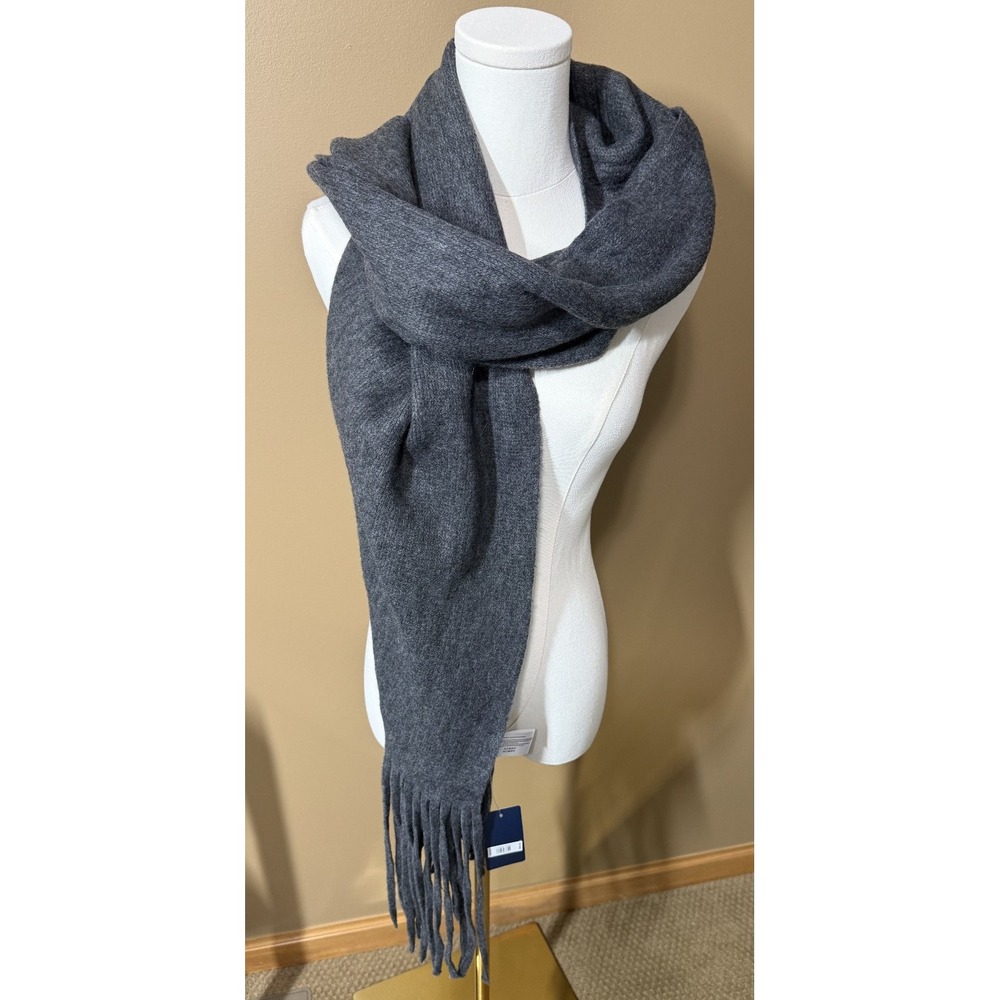 NWT Lucky Brand Gray Oversized Fringe Scarf Wrap